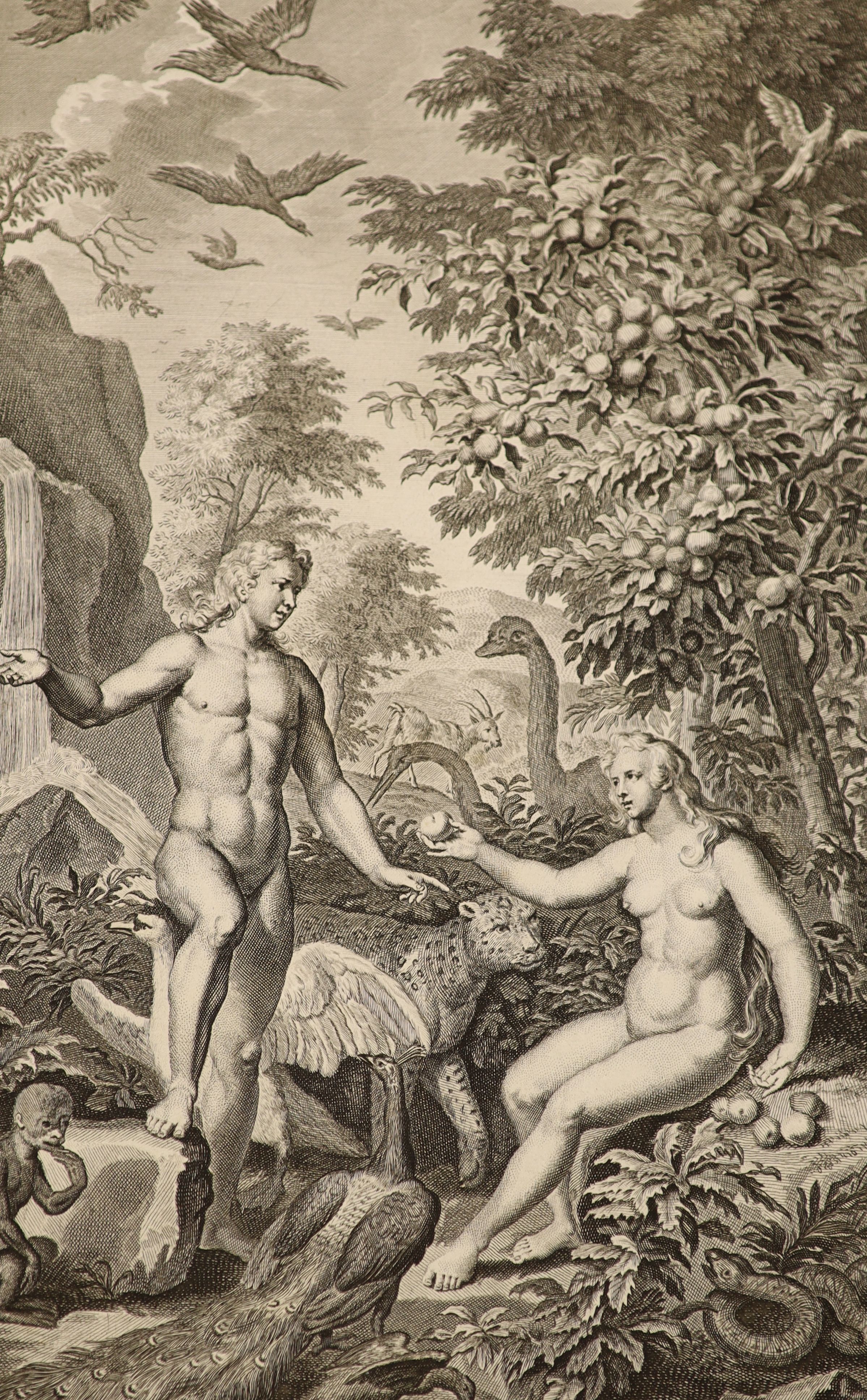 (Holy Bible). Figures de la Bible, pictorial engraved title and 199 copper engraved plates (?2 ex 212, 28 double page); old half calf and marbled boards, folio, La Haye: Pierre de Hondt, 1728